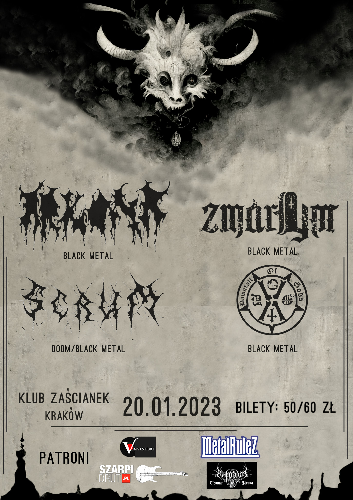Arkona, Zmarłym, Downfall of Gods, Scrum – Klub Zaścianek, Kraków | 20.01.2023