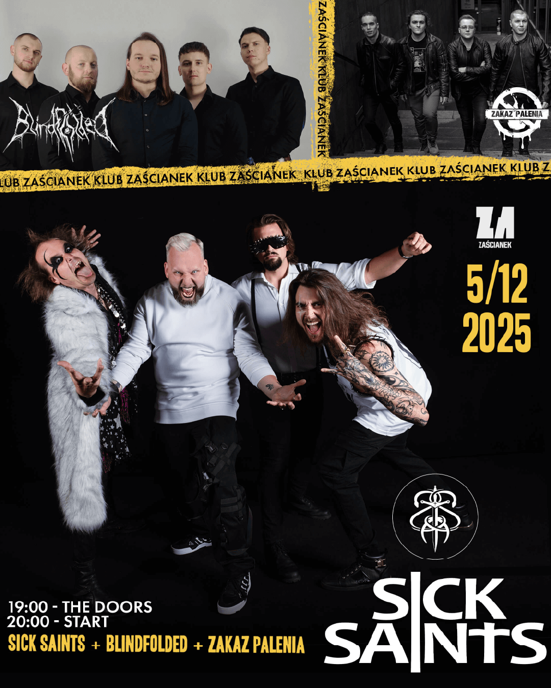 05/12/2025 – SICK SAINTS / BLINDFOLDED / ZAKAZ PALENIA – KRAKÓW, ZAŚCIANEK